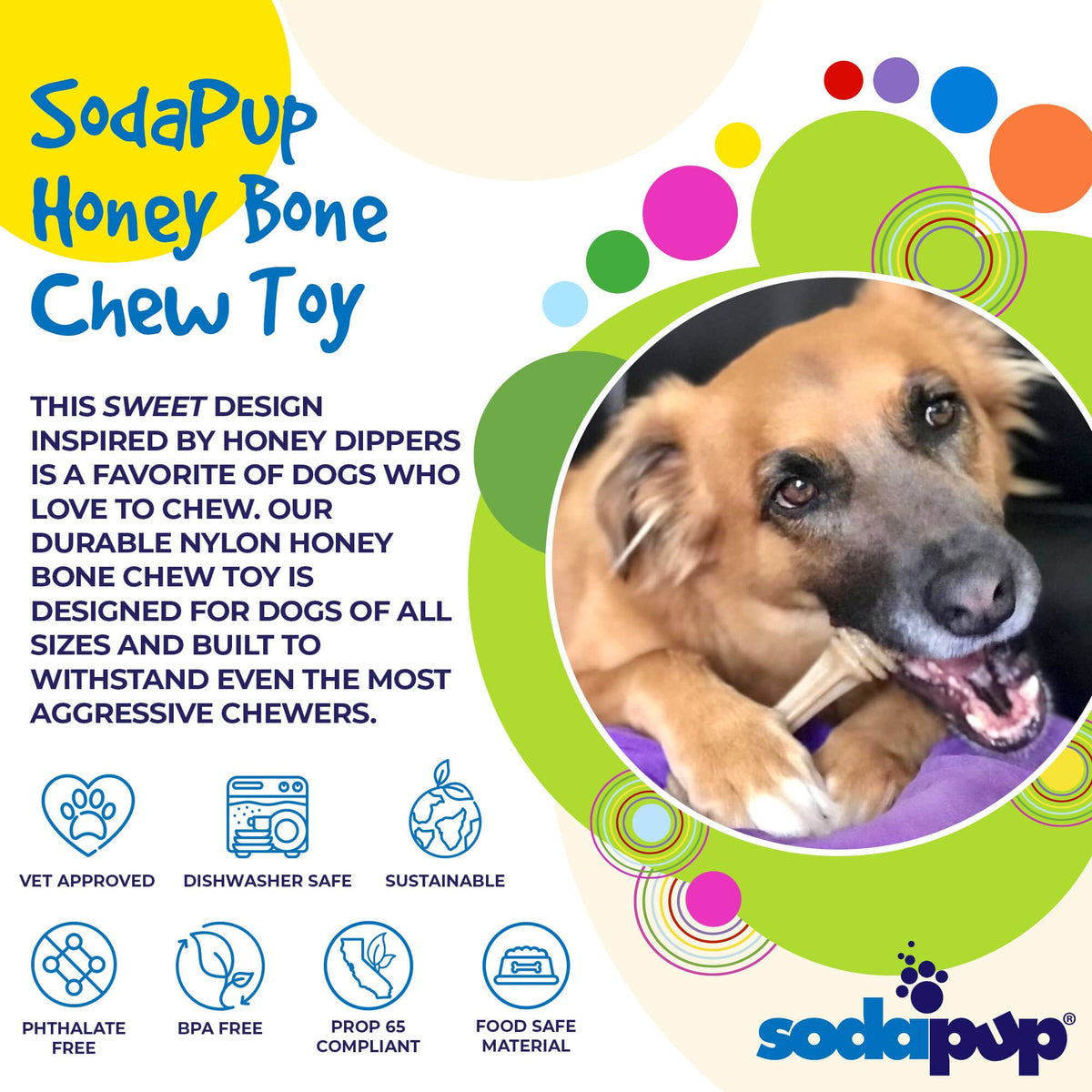 Honey Bone Nylon Dog Toy for Aggressive Chewers