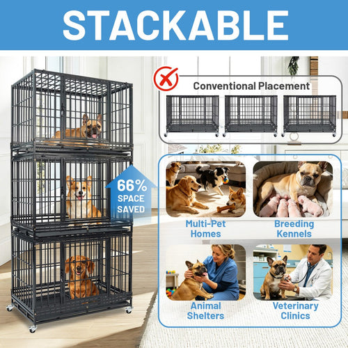 37" Stackable Heavy Duty Dog Kennel 371D08